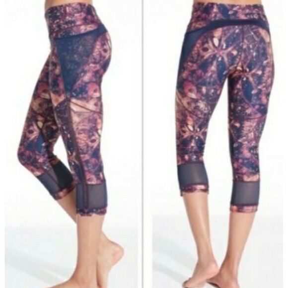 CALIA by Carrie Underwood Pants - CALIA by Carrie Underwood Navy Mandala Mesh Insets Women's Capri Leggings Medium